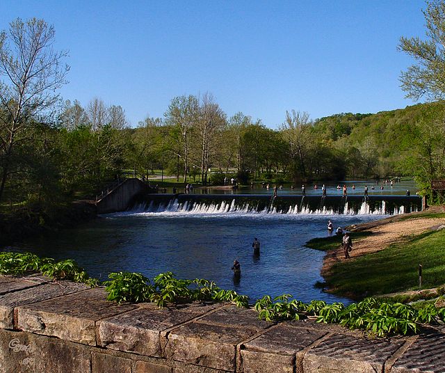 Bennett Spring State Park dam near Lebanon Missouri