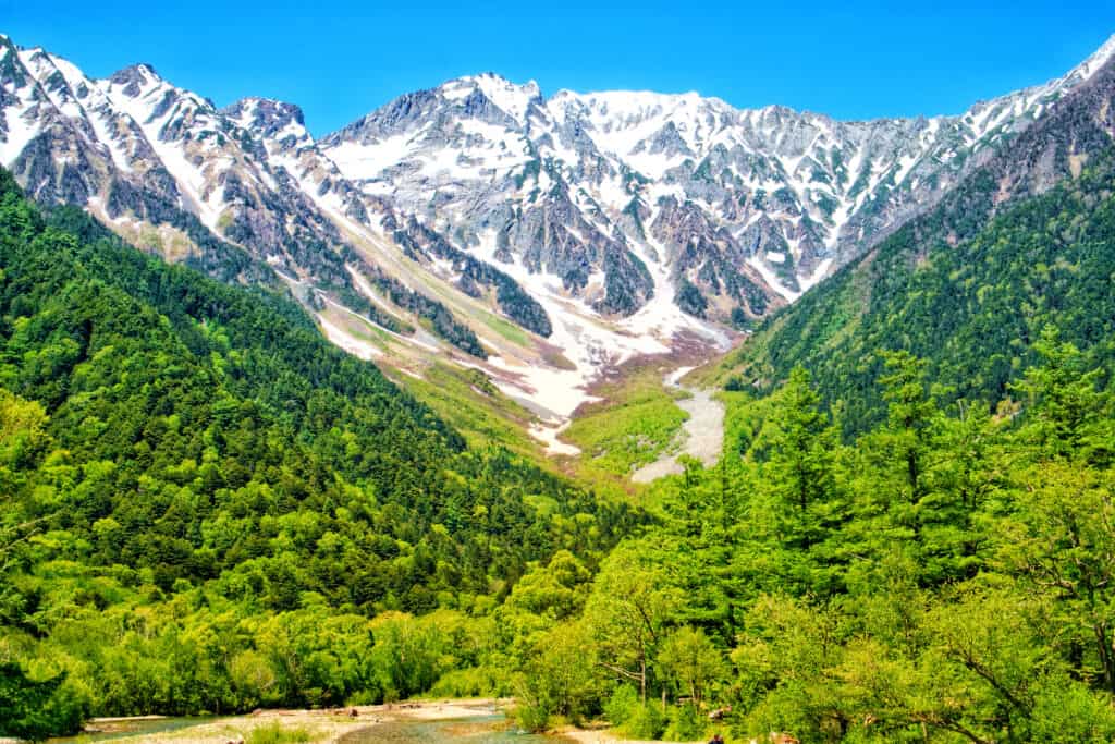 Mount Hotaka from the village of Kamikochi