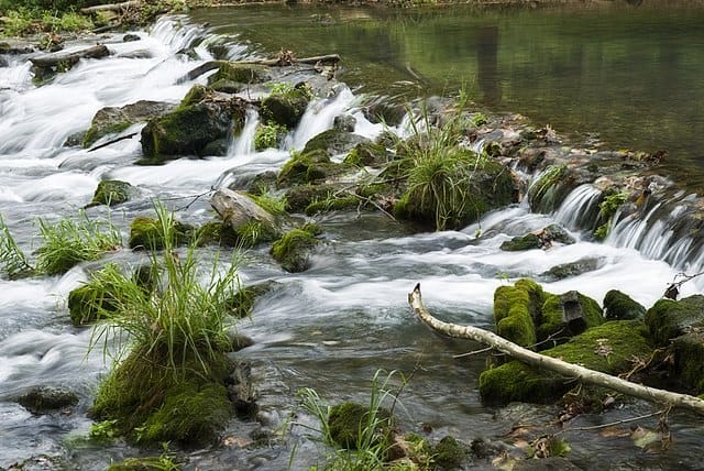 Closeup of Roaring River at Roaring River State Park, Missouri